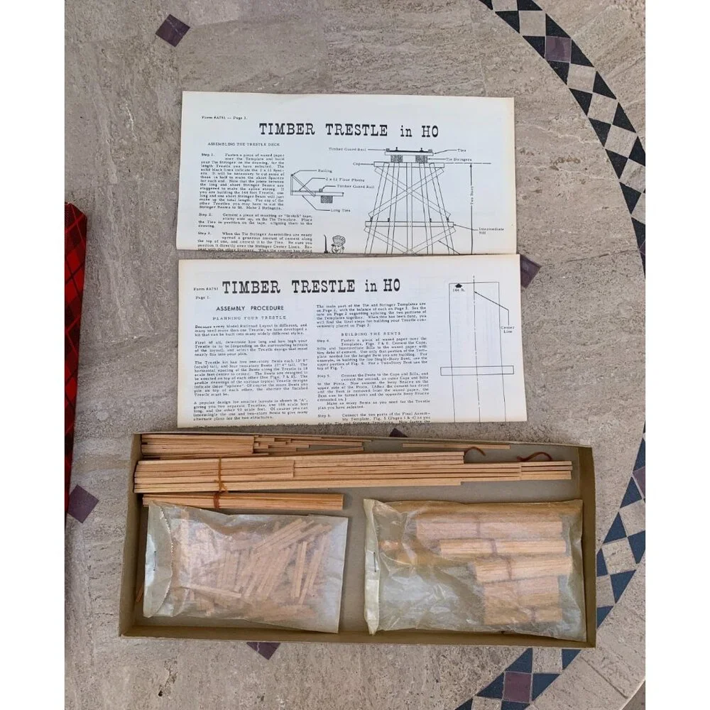 Vintage Campbell HO Timber Trestle Bridge Kit #751-375 Craftsman Wood NOS